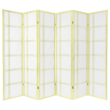6' Tall Double Cross Shoji Screen, Special Edition, Ivory, 6 Panels