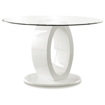Furniture of America Moya Round Tempered Glass Top Dining Table in White