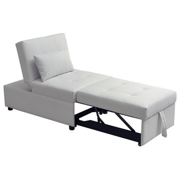 Raine Convertible Ottoman Sleeper Bed Chair, White