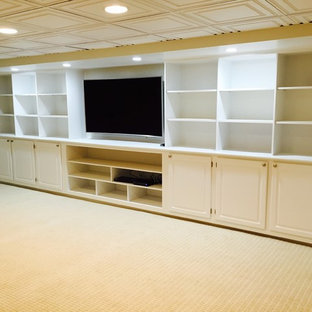 This is an example of a contemporary basement in New York.