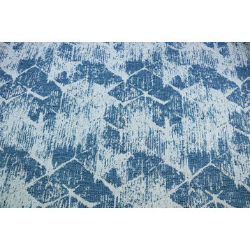 Drake Abstract Design Modern Texture Upholstery Fabric, Indigo
