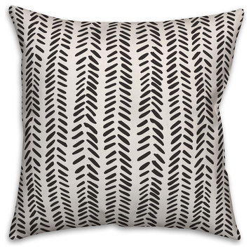 Black and White Modern Herringbone 18x18 Throw Pillow