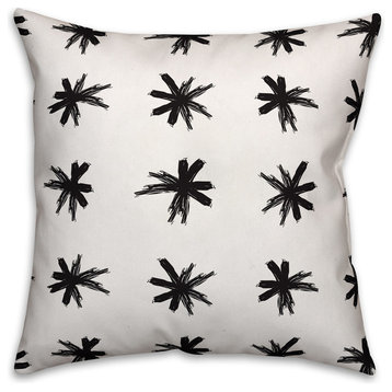 Black and White Asterisk Throw Pillow, 20"x20", Cover, Pillow Insert