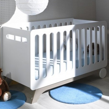 Lit bébé évolutif 70x140 blanc/lin Victoire