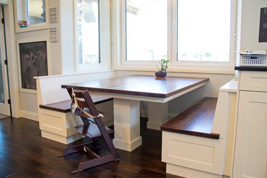 Kitchen/dining room combo - transitional kitchen/dining room combo idea in Other with white walls