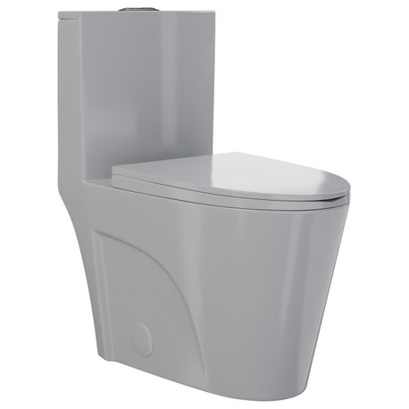 St. Tropez One-Piece Toilet Vortex Dual-Flush, 1.1/1.6 GPF, Glossy Gray