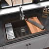 Karran Top Mount 33" Single Bowl Quartz Workstation Kitchen Sink, Brown