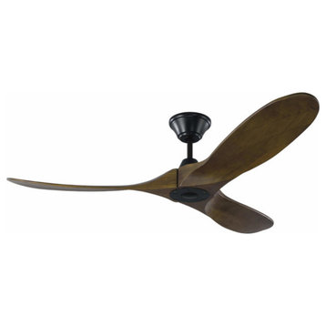 Visual Comfort 52" Maverick II Ceiling Fan, Matte Black With Dark Walnut Blades