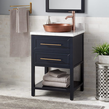 24" Roberston Mahogany Console Vanity For Semi-Recessed Sink - Midnight Navy Blu