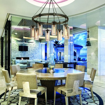 Union Square 8 Light  Pendant in Graphite with Smoke Glass Shades