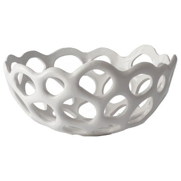 Elk Home Perforated - 12" Small Bowl, White Finish