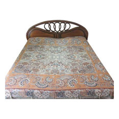 Mogul Interior - Pashmina Bedspreads Indian Bedding Blanket Rust Floral Reversible Throw - Blankets