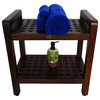 Espalier Lattice Teak Shower Benches With Shelf And LiftAid Arms, 20"