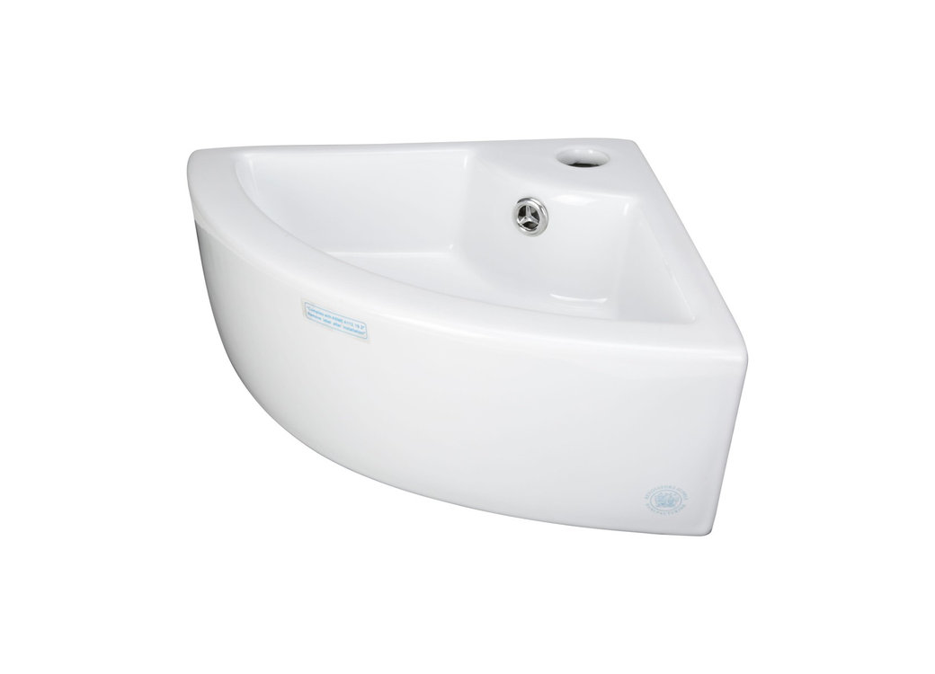 Corner Countertop Vessel Sink Small White China Triangular Shape Stain ...