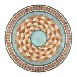 Oshkosh Designs - Koi Glass & Stone Medallion, 33.5", Unmounted, 3/8" Thick - Floor Medallions And Inlays