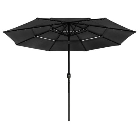 Yescom 10ft 3 Tier UV70+  LED Patio Umbrella with Crank Tilt Button