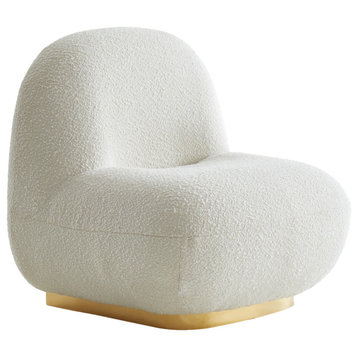 Liam Boucle Fabric Upholstered Accent Chair, Cream
