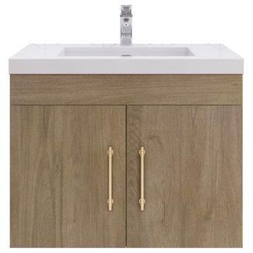 Rosa 30" Wall Mounted Vanity with Reinforced Acrylic Sink, White Oak