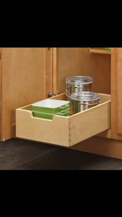 Storage enhancements for frameless kitchen cabinets