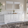 Laurel Bathroom Vanity, White, 84", Double Sink, Freestanding