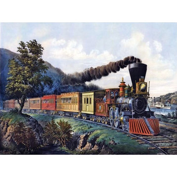 Tile Mural The Express Trail 1864 By Fanny Palmer, 6"x8", Glossy