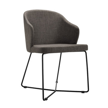 Modrest Gia Modern Gray Fabric Dining Chairs, Set of 2