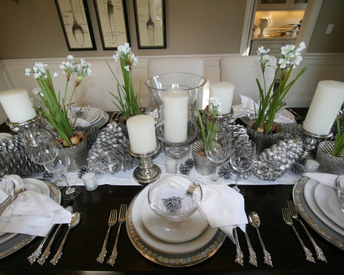 Best Silver Christmas Table Setting Design Ideas & Remodel Pictures | Houzz