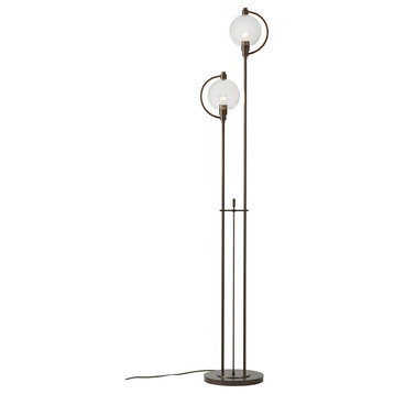 Pluto Floor Lamp 2 Light, Bronze With Clear Glass