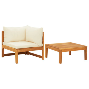 vidaXL Patio Lounge Set 2 Piece Sectional Sofa with Cushions Solid Acacia Wood