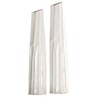 Kenley Crackled White Vases, 2-Piece Set