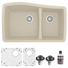 Karran Undermount Quartz 33" 60/40 Double Bowl Kitchen Sink Kit, Bisque