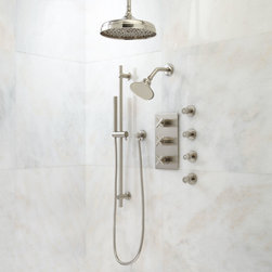 Exira Thermostatic Shower System - Dual Shower Heads, Hand Shower & 4 Body Jets - Showerheads And Body Sprays