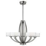 HInkley - Meridian 5 Light Medium Single Tier - Meridian features minimal transitional styling with clean lines  soft curves and low-profile faceted 1/2" thick glass. This stem hung simplistic design will add a crisp focal point to any decor.