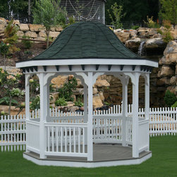 Octagon Vinyl Outdoor Gazebo with Bell Roof - Gazebos