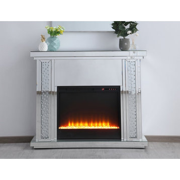 Elegant MF9901-F2 47.5" Crystal Mirrored Mantle With Crystal Insert Fireplace
