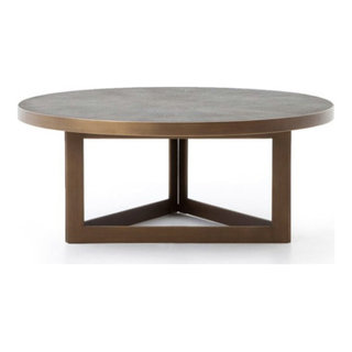 Shagreen Round Coffee Table, Grey Shagrn - Transitional - Coffee Tables ...