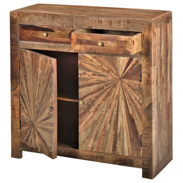 40" Reclaimed Mango Wood Small Accent Cabinet with 2 Drawers and 2 Doors