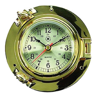Brass Porthole Quartz Clock - Beach Style - Wall Clocks - by Brass