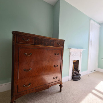 Turquoise Guest bedroom transformation in Balham SW17