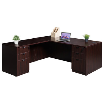 L-Shape Corner Desk with Dual File Storage Pedestals