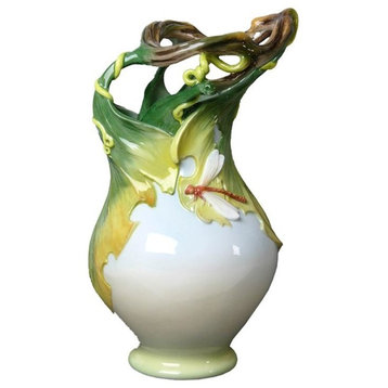 Grapevine and Dragonfly Vase, Animal, Fine Porcelain