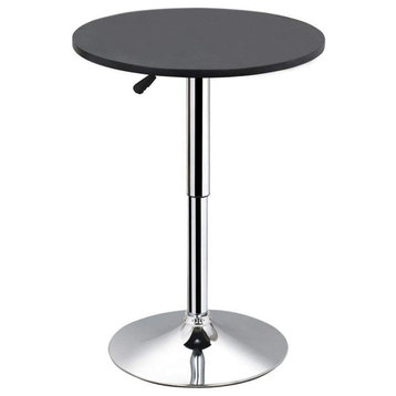 Round Pub Bar Table Black MDF Top with Silver Leg