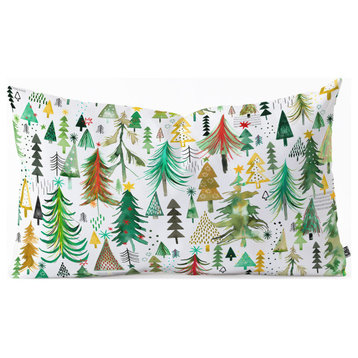 Ninola Design Colorful Christmas Trees Yuletide Oblong Throw Pillow, 23"