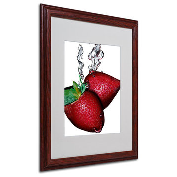 'Strawberry Splash II' Matted Framed Canvas Art by Roderick Stevens
