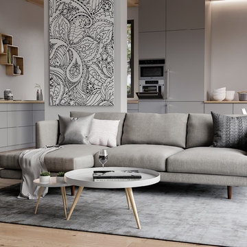 Elton Sectional Sofa Light Gray Fabric Left