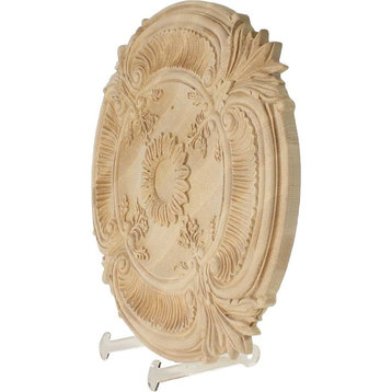 16"OD x 1 1/8"P Carved Acanthus Leaf Ceiling Medallion, Cherry