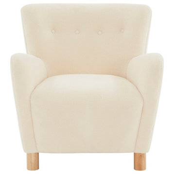 Safavieh Couture Carey Faux Shearling Accent Chair, Ivory