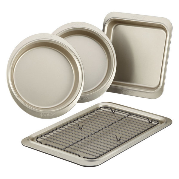Anolon Nonstick Bakeware 5-Piece Bakeware Set, Pewter and Onyx