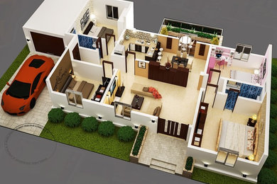 3D Cut View of 2 BHK