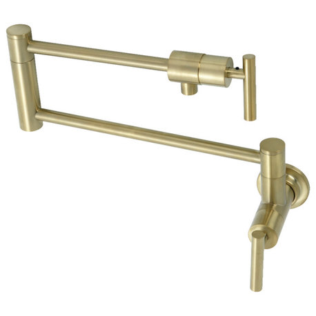 Kingston Brass KS4107CML Manhattan Wall Mount Pot Filler, Brushed Brass